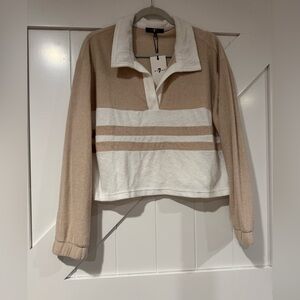 7 For All Mankind Women's Cropped Terry Cloth V-Neck Sweater Multicolor Size XL